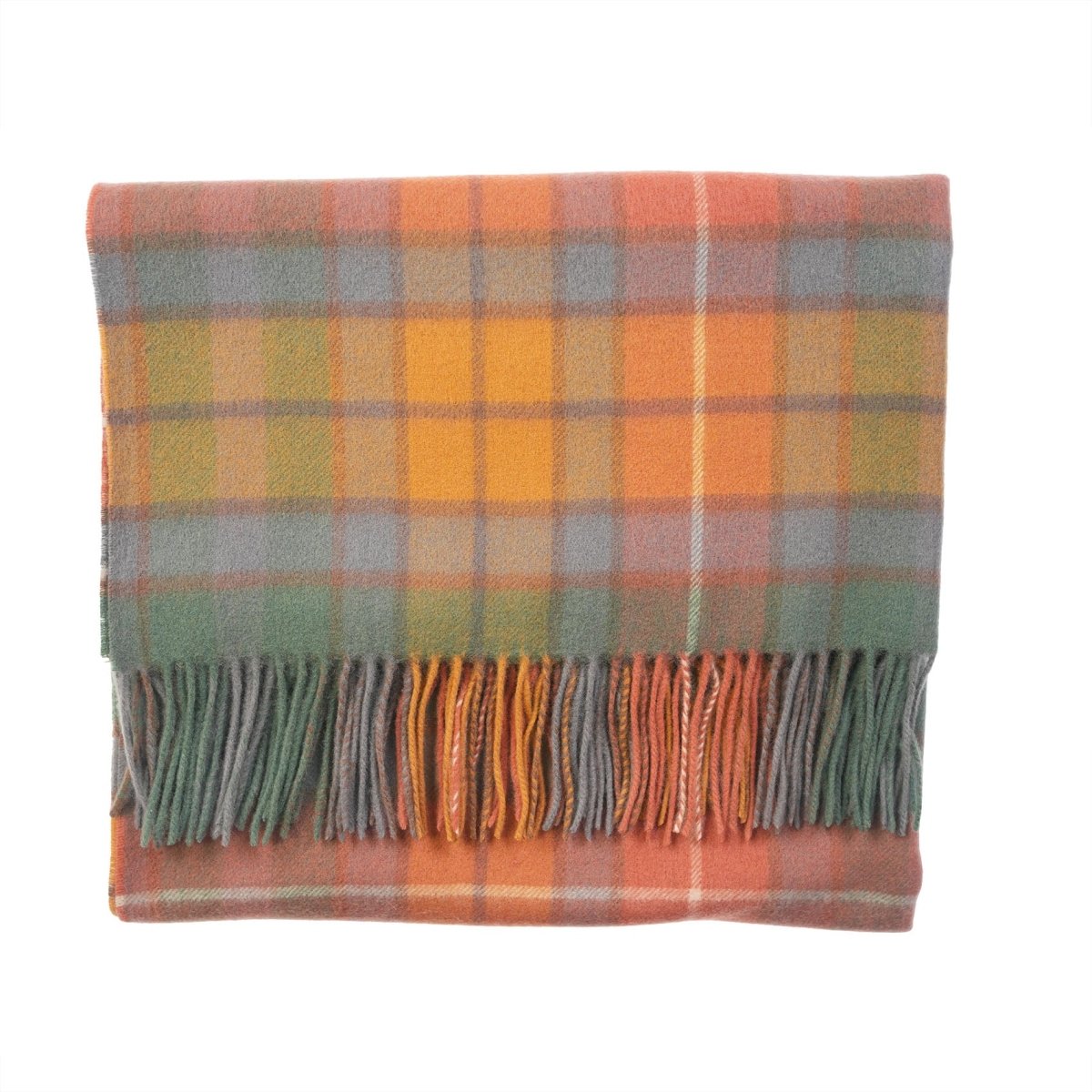 Edinburgh Lambswool Tartan Stole - Soft Luxury Check Wrap with Fringe - Buchanan Antique - Heritage Of Scotland -