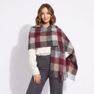 Edinburgh Lambswool Tartan Stole - Soft Luxury Check Wrap with Fringe - Checkers - Burgundy - Heritage Of Scotland -