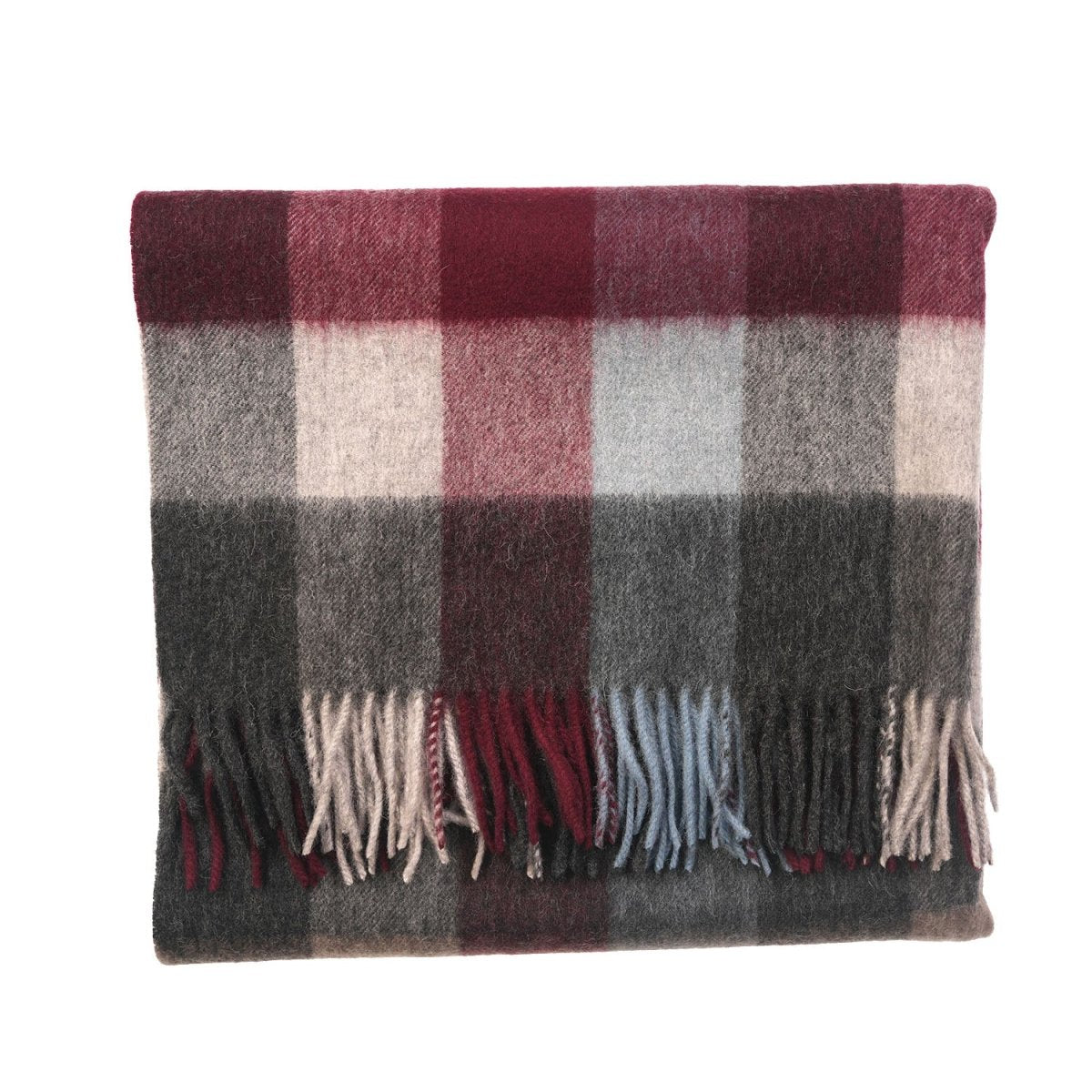 Edinburgh Lambswool Tartan Stole - Soft Luxury Check Wrap with Fringe - Checkers - Burgundy - Heritage Of Scotland -