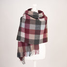 Edinburgh Lambswool Tartan Stole - Soft Luxury Check Wrap with Fringe - Checkers - Burgundy - Heritage Of Scotland -