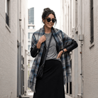 Edinburgh Lambswool Tartan Stole - Soft Luxury Check Wrap with Fringe - Dove and Grey Check - Heritage Of Scotland -