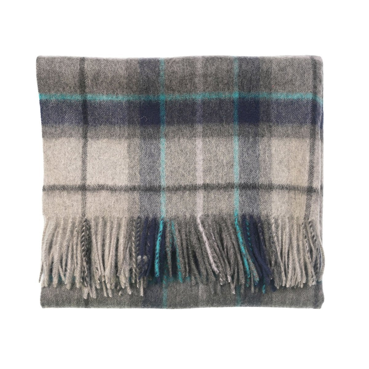 Edinburgh Lambswool Tartan Stole - Soft Luxury Check Wrap with Fringe - Dove and Grey Check - Heritage Of Scotland -
