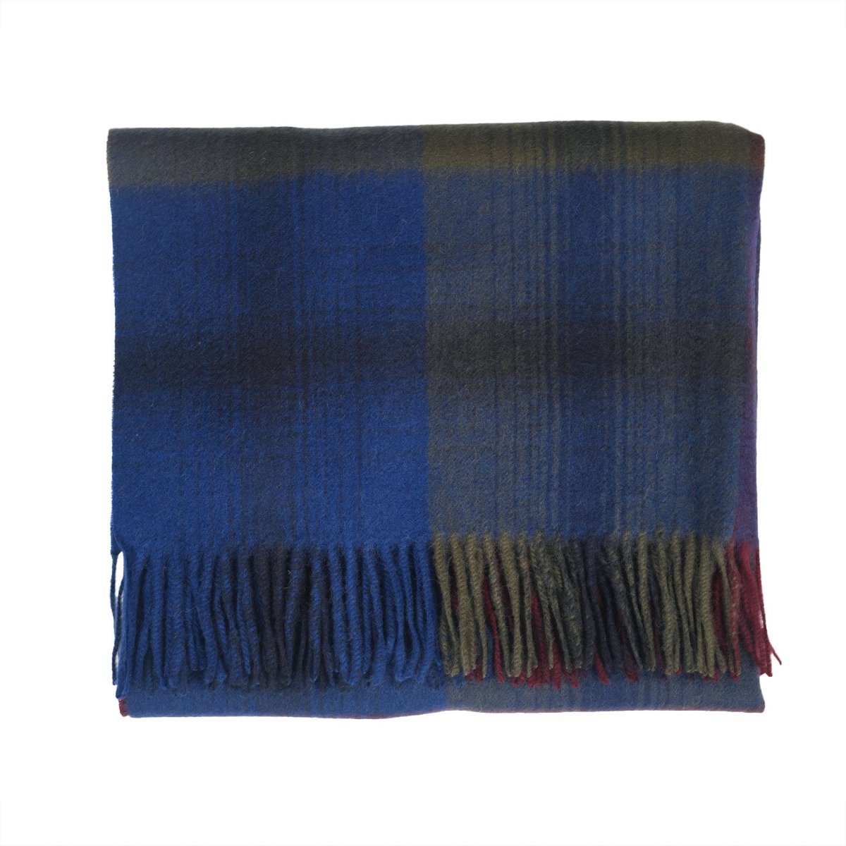 Edinburgh Lambswool Tartan Stole - Soft Luxury Check Wrap with Fringe - Indigo Blue - Heritage Of Scotland -