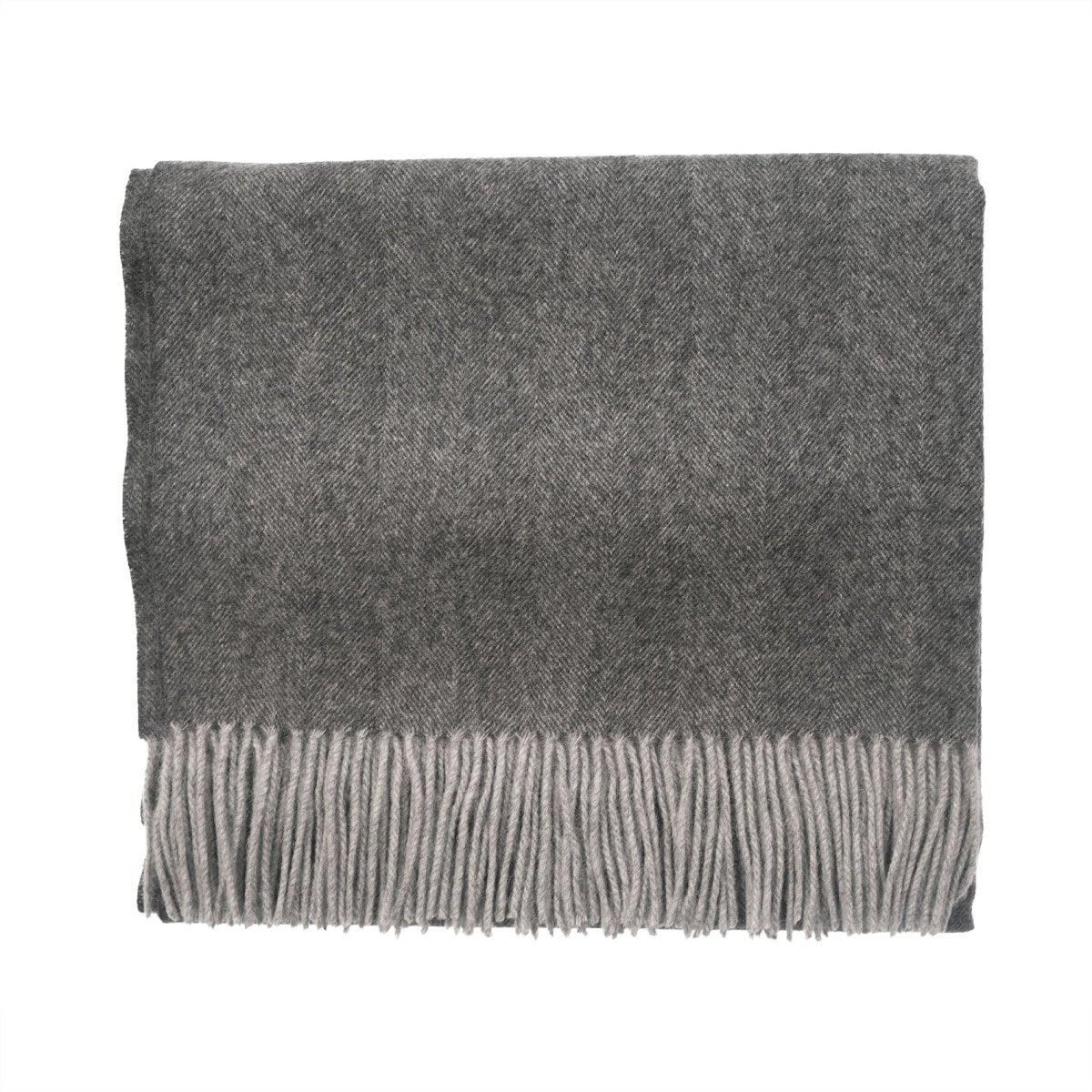 Edinburgh Lambswool Tartan Stole - Soft Luxury Check Wrap with Fringe - Light Grey Charcoal - Heritage Of Scotland -