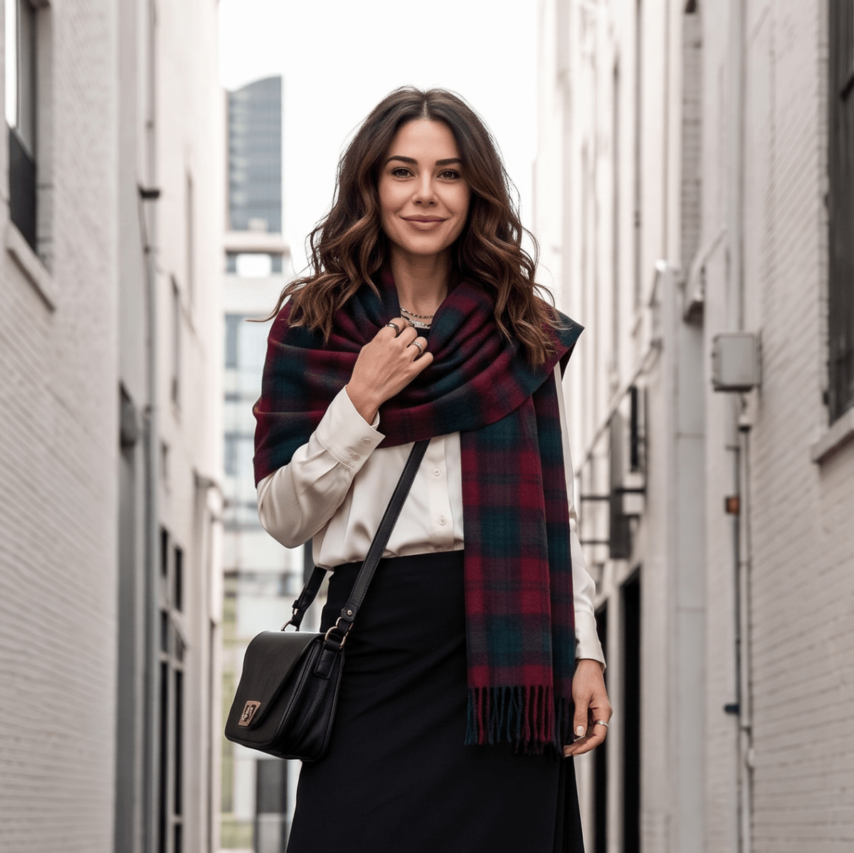 Edinburgh Lambswool Tartan Stole - Soft Luxury Check Wrap with Fringe - Lindsay - Heritage Of Scotland -