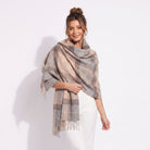 Edinburgh Lambswool Tartan Stole - Soft Luxury Check Wrap with Fringe - Mackellar Natural - Heritage Of Scotland -