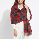 Edinburgh Lambswool Tartan Stole - Soft Luxury Check Wrap with Fringe - Official Royal Stewart - Heritage Of Scotland -
