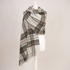 Edinburgh Lambswool Tartan Stole – Soft Luxury Check Wrap with Fringe - Royal Stewart Vintage Duck Egg - Heritage Of Scotland -