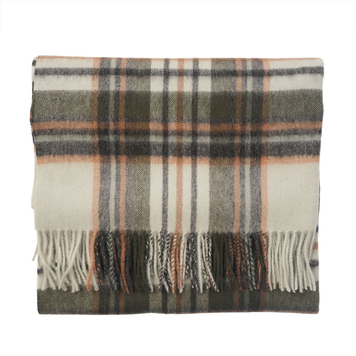 Edinburgh Lambswool Tartan Stole – Soft Luxury Check Wrap with Fringe - Royal Stewart Vintage Duck Egg - Heritage Of Scotland -