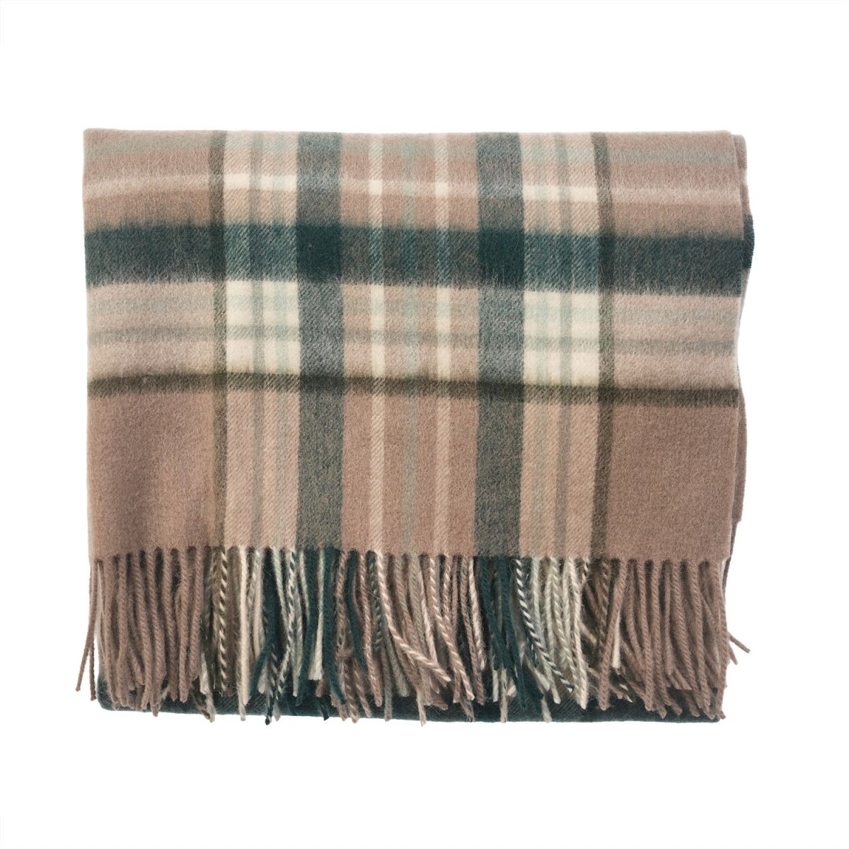 Edinburgh Lambswool Tartan Stole - Soft Luxury Check Wrap with Fringe - Royal Stewart Vintage Pink - Heritage Of Scotland -
