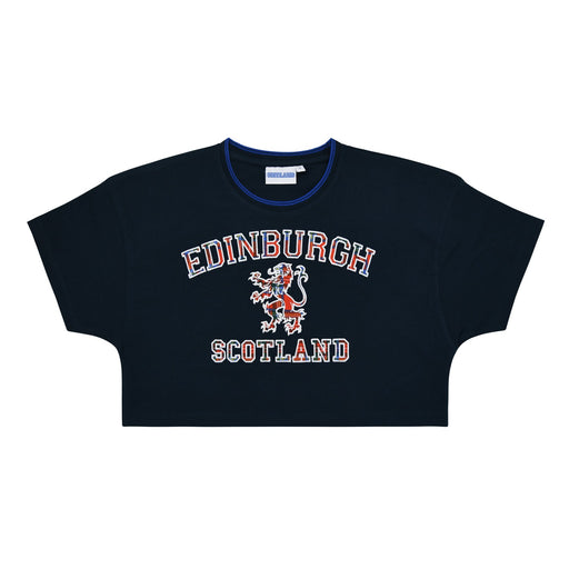 Edinburgh Lion Crop T-Shirt - Heritage Of Scotland - NAVY