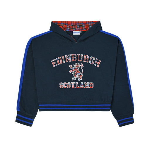 Edinburgh Lion Cropped Hoodie - Heritage Of Scotland - BLUE