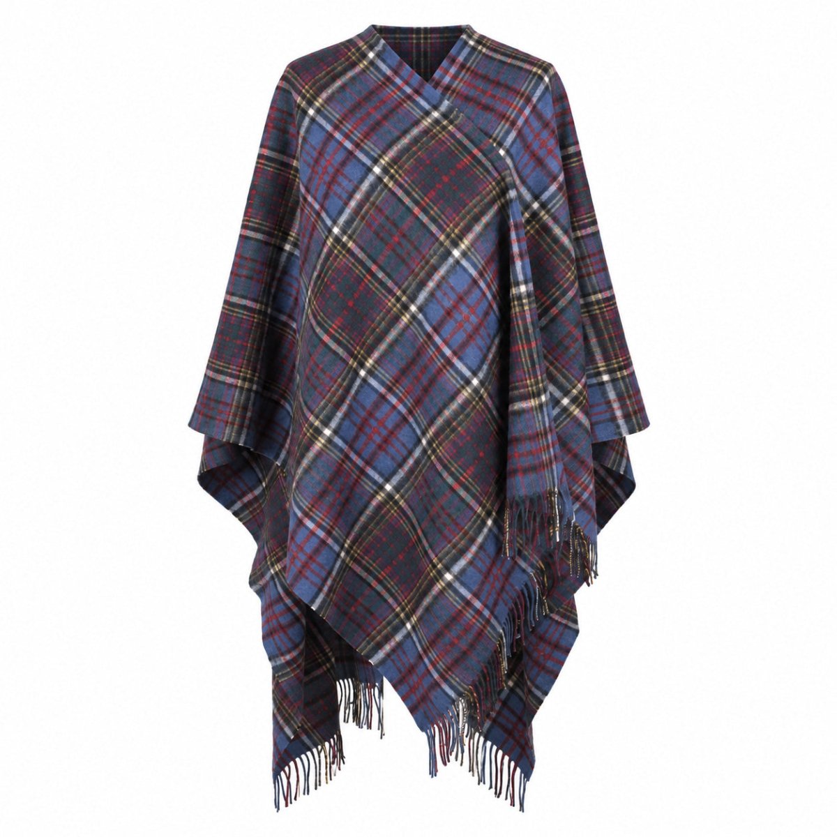 Edinburgh Long Lambswool Tartan Cape – Premium Plaid Wrap - Anderson - Heritage Of Scotland -