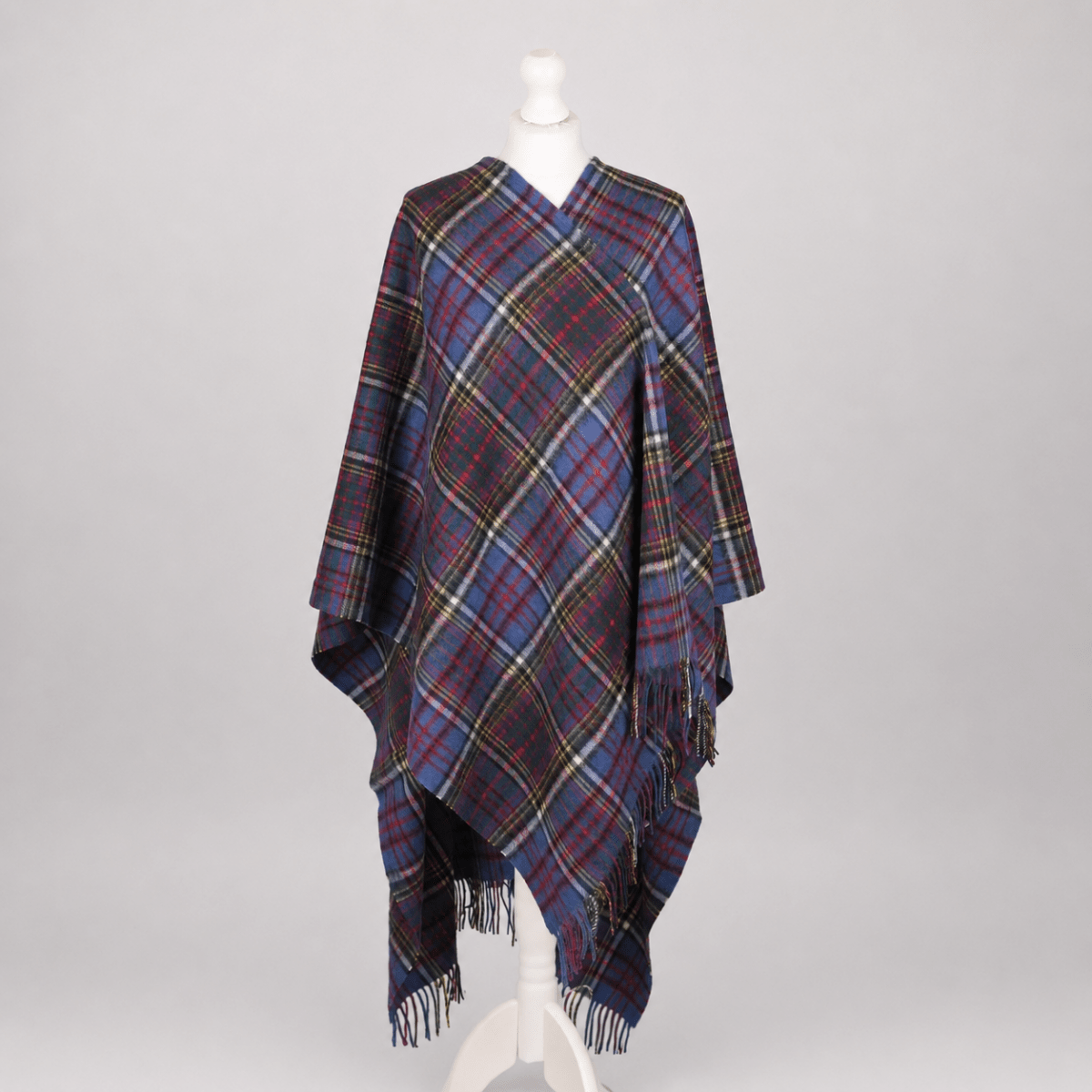 Edinburgh Long Lambswool Tartan Cape – Premium Plaid Wrap - Anderson - Heritage Of Scotland -