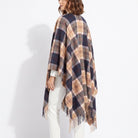 Edinburgh Long Lambswool Tartan Cape – Premium Plaid Wrap - Bannockbane Navy - Heritage Of Scotland -