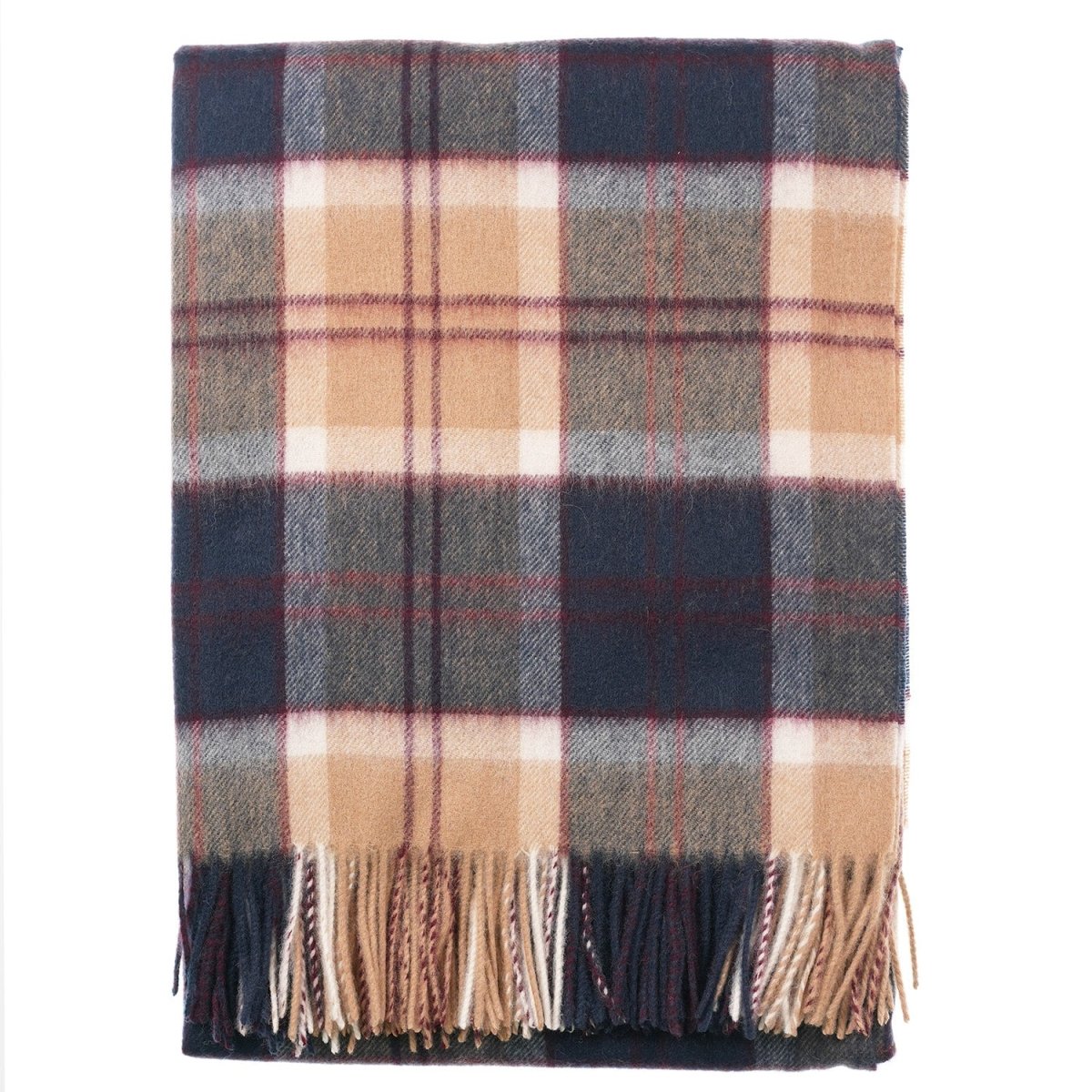 Edinburgh Long Lambswool Tartan Cape – Premium Plaid Wrap - Bannockbane Navy - Heritage Of Scotland -
