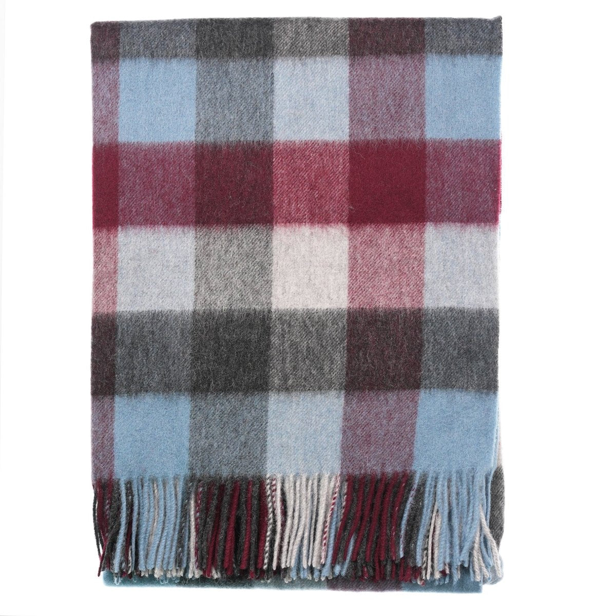 Edinburgh Long Lambswool Tartan Cape – Premium Plaid Wrap - Checkers Burgundy - Heritage Of Scotland -