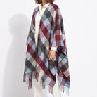 Edinburgh Long Lambswool Tartan Cape – Premium Plaid Wrap - Checkers Burgundy - Heritage Of Scotland -