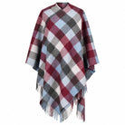 Edinburgh Long Lambswool Tartan Cape – Premium Plaid Wrap - Checkers Burgundy - Heritage Of Scotland -
