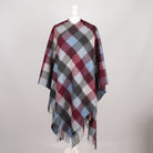 Edinburgh Long Lambswool Tartan Cape – Premium Plaid Wrap - Checkers Burgundy - Heritage Of Scotland -