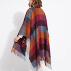 Edinburgh Long Lambswool Tartan Cape – Premium Plaid Wrap - Checkers - Orange - Pink - Heritage Of Scotland -