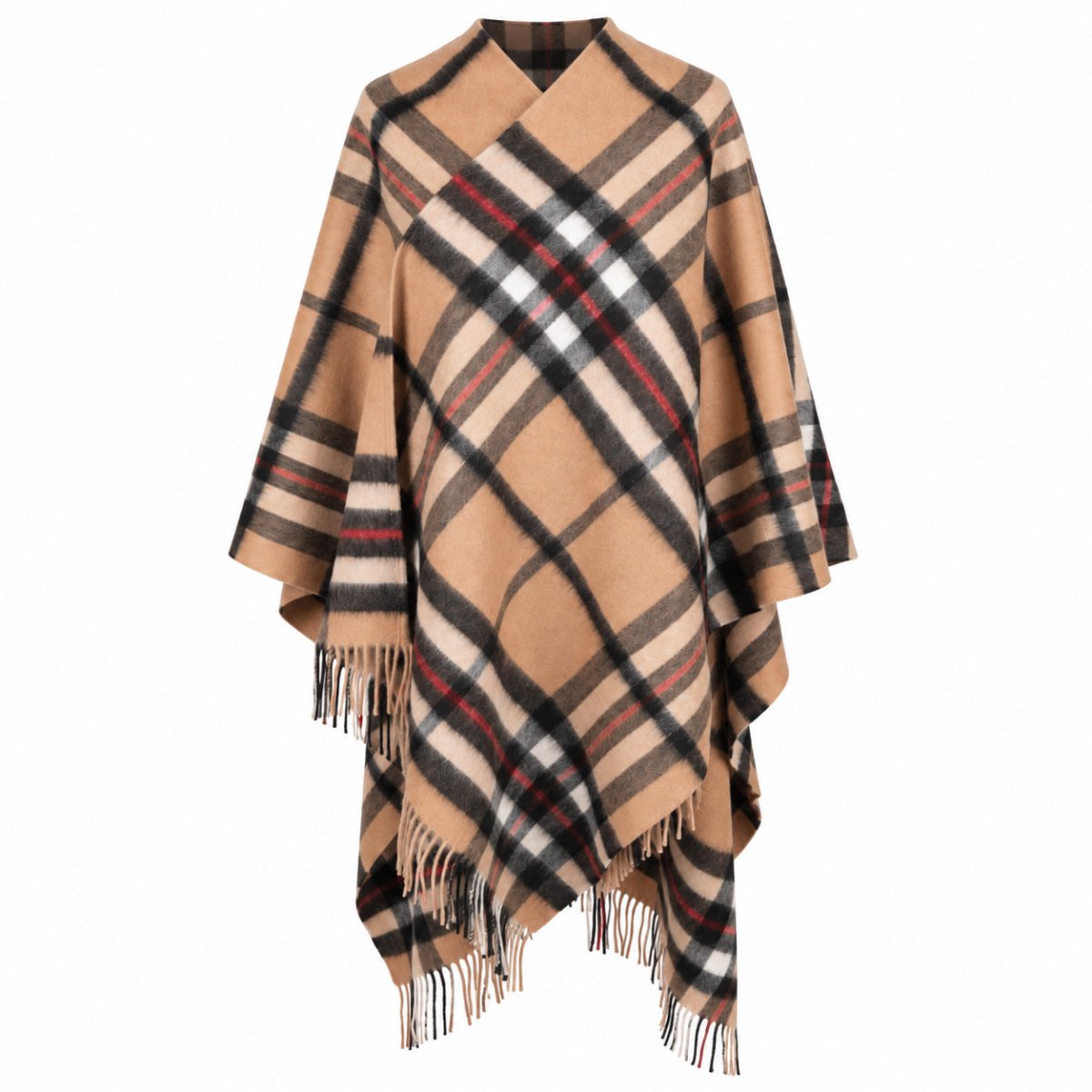 Edinburgh Long Lambswool Tartan Cape – Premium Plaid Wrap - Enlarged Off Centered Scotty Thomson Camel - Heritage Of Scotland -