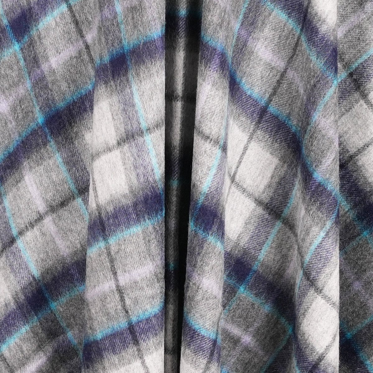 Edinburgh Long Lambswool Tartan Cape – Premium Plaid Wrap - Tweed Tartan Dover - Grey Check - Heritage Of Scotland -