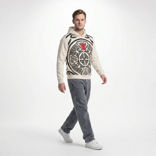 Edinburgh Scotland Celtic Knot Hoodie – Cream | Heritage Inspired Hooded Sweatshirt - Heritage Of Scotland - S