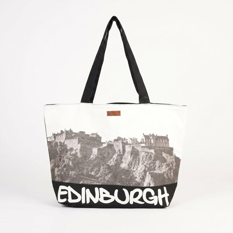 Edinburgh Shoulder Bag with Zip – Large City Print Tote Bag - Heritage Of Scotland - 