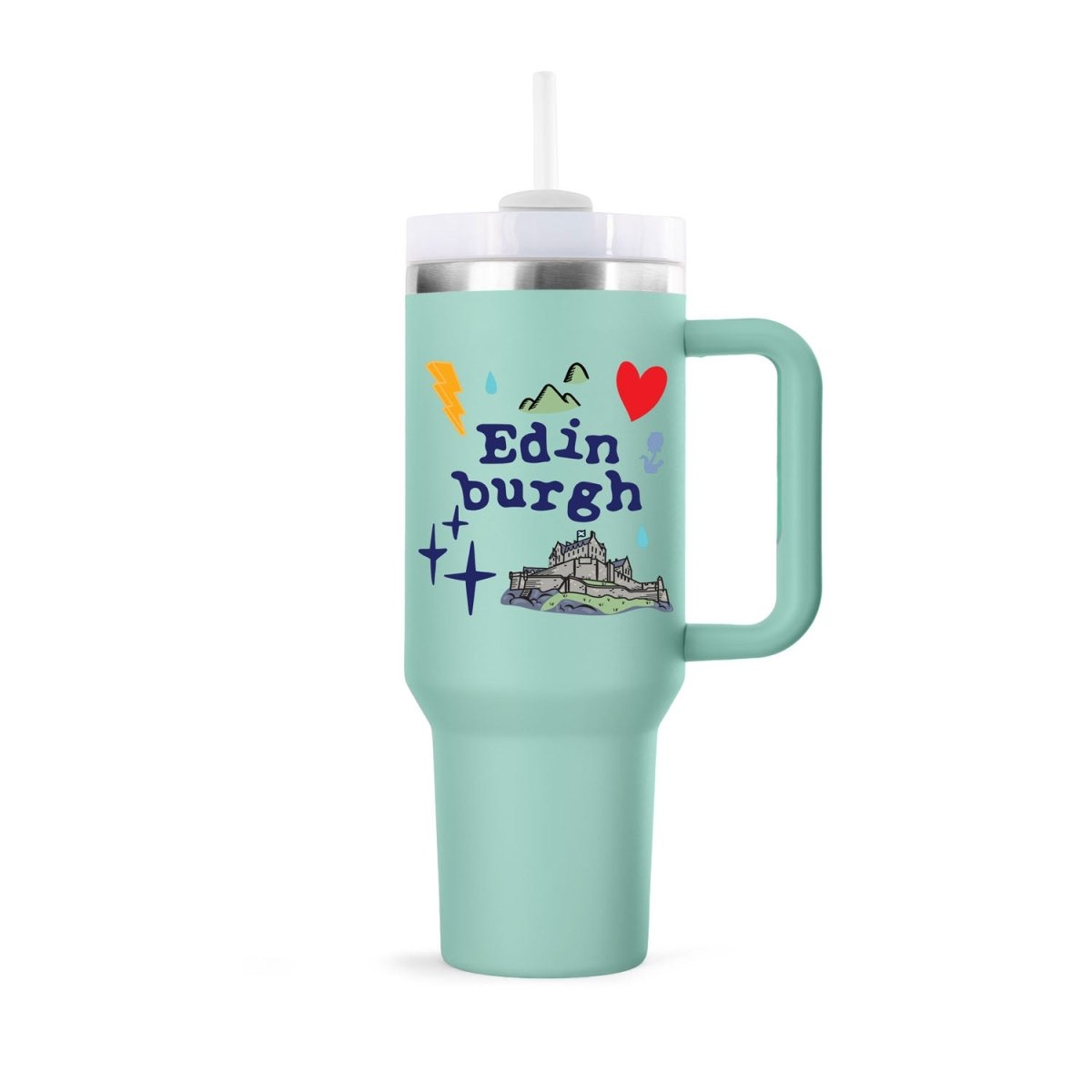 Edinburgh Souvenir 40oz Insulated Cup with Straw - Heritage Of Scotland - FROSTY GREEN