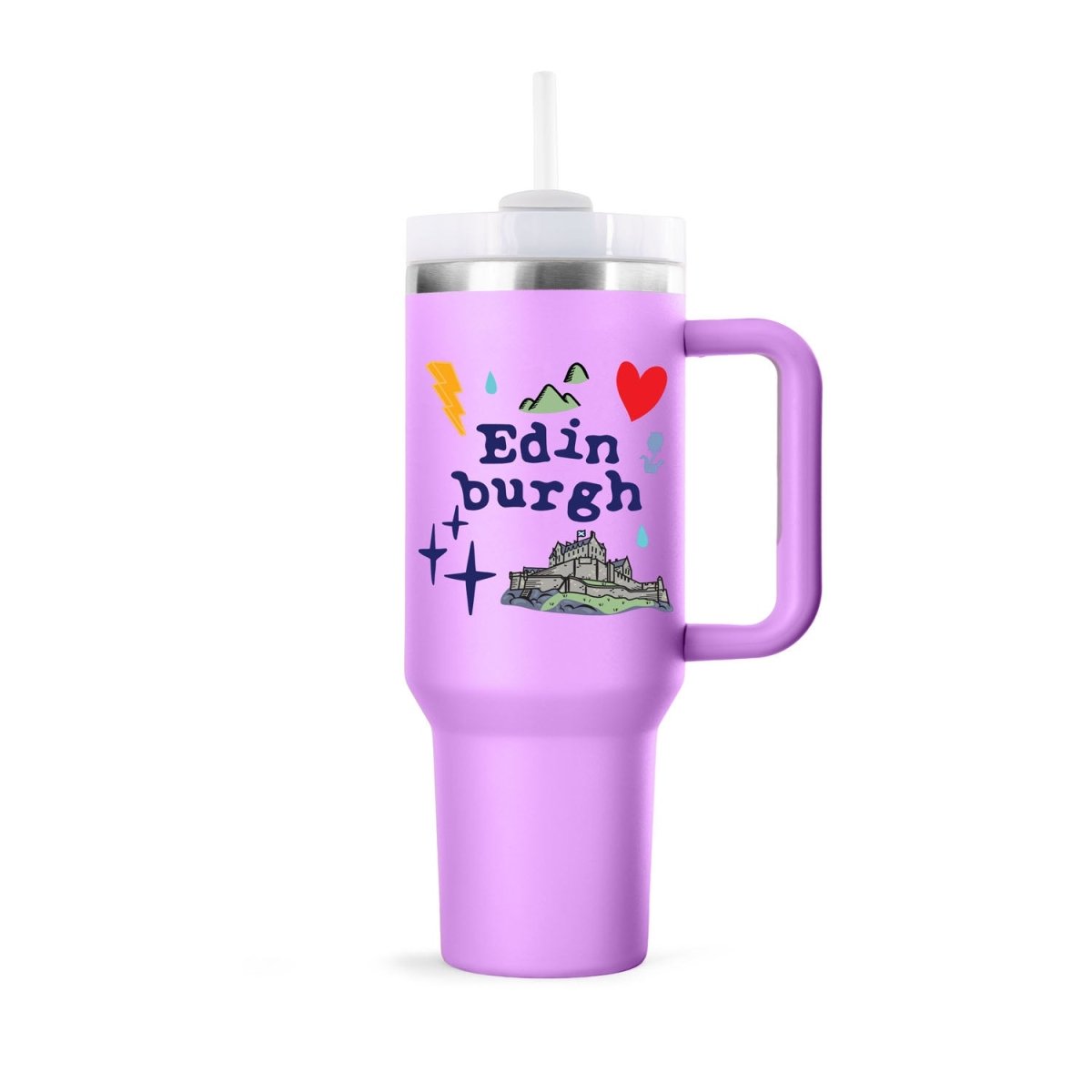 Edinburgh Souvenir 40oz Insulated Cup with Straw - Heritage Of Scotland - VIOLET TULLE