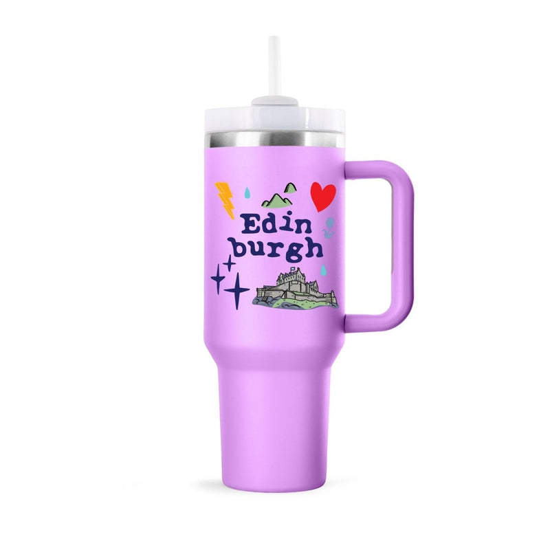 Edinburgh Souvenir 40oz Insulated Cup with Straw - Heritage Of Scotland - VIOLET TULLE