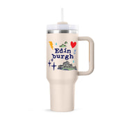 Edinburgh Souvenir 40oz Insulated Cup with Straw - Heritage Of Scotland - WHISPER WHITE