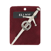 Elliot Clan Badge, Kilt Pin, Lapel Pin, Cufflinks, Keyring/Key Fob & Gift Set — Fine Pewter by Art Pewter — Made in Scotland (Shiny Finish) - Heritage Of Scotland - Kilt Pin