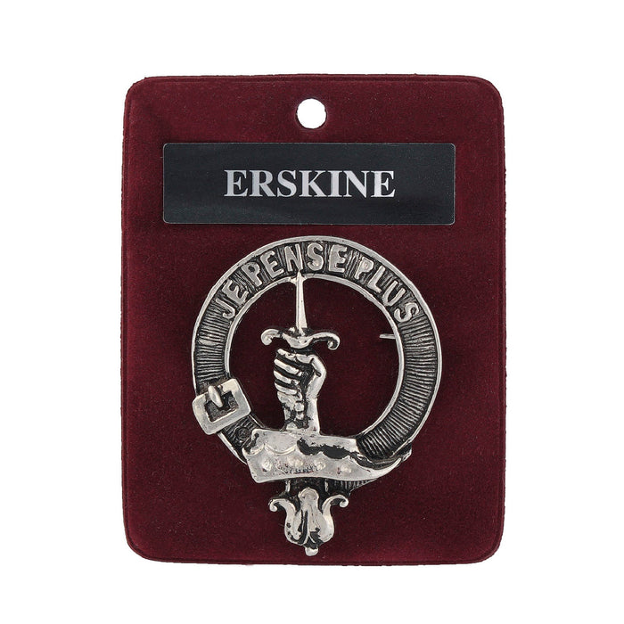 Erskine Clan Badge, Kilt Pin, Lapel Pin, Cufflinks, Keyring/Key Fob & Gift Set — Fine Pewter by Art Pewter — Made in Scotland (Shiny Finish) - Heritage Of Scotland - Badge
