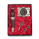 Erskine Clan Badge, Kilt Pin, Lapel Pin, Cufflinks, Keyring/Key Fob & Gift Set — Fine Pewter by Art Pewter — Made in Scotland (Shiny Finish) - Heritage Of Scotland - Gift Set