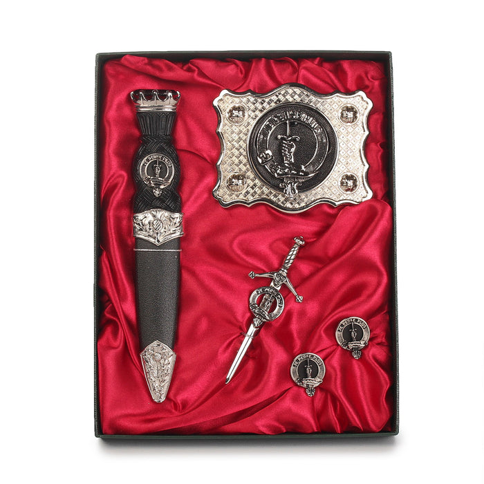 Erskine Clan Badge, Kilt Pin, Lapel Pin, Cufflinks, Keyring/Key Fob & Gift Set — Fine Pewter by Art Pewter — Made in Scotland (Shiny Finish) - Heritage Of Scotland - Gift Set