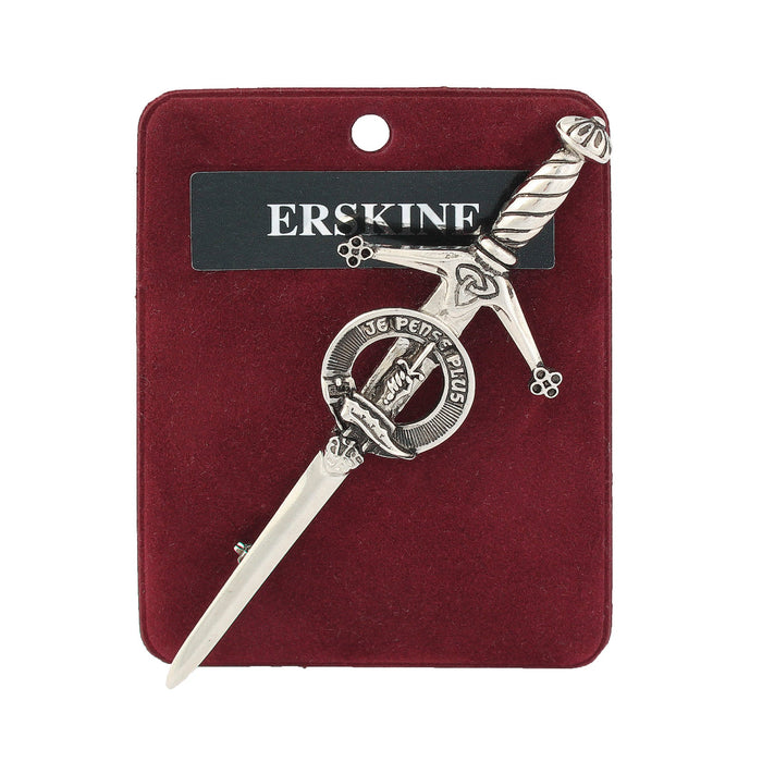Erskine Clan Badge, Kilt Pin, Lapel Pin, Cufflinks, Keyring/Key Fob & Gift Set — Fine Pewter by Art Pewter — Made in Scotland (Shiny Finish) - Heritage Of Scotland - Kilt Pin