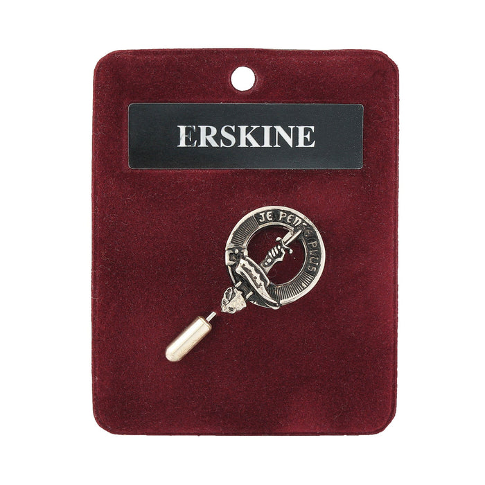 Erskine Clan Badge, Kilt Pin, Lapel Pin, Cufflinks, Keyring/Key Fob & Gift Set — Fine Pewter by Art Pewter — Made in Scotland (Shiny Finish) - Heritage Of Scotland - Lapel Pin