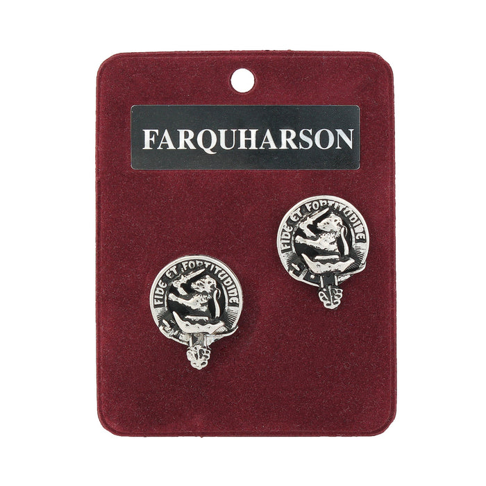 Farquharson Clan Badge, Kilt Pin, Lapel Pin, Cufflinks, Keyring/Key Fob & Gift Set — Fine Pewter by Art Pewter — Made in Scotland (Shiny Finish) - Heritage Of Scotland - Cufflinks
