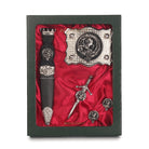 Farquharson Clan Badge, Kilt Pin, Lapel Pin, Cufflinks, Keyring/Key Fob & Gift Set — Fine Pewter by Art Pewter — Made in Scotland (Shiny Finish) - Heritage Of Scotland - Gift Set