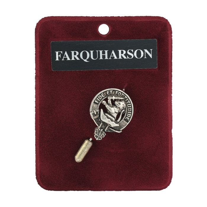 Farquharson Clan Badge, Kilt Pin, Lapel Pin, Cufflinks, Keyring/Key Fob & Gift Set — Fine Pewter by Art Pewter — Made in Scotland (Shiny Finish) - Heritage Of Scotland - Lapel Pin