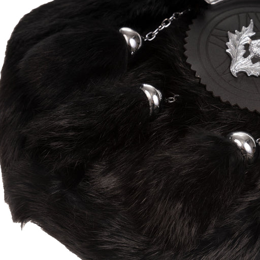 F/D Celtic Cantle With Thistle Sporran Rabbit Fur (Black) - Heritage Of Scotland - RABBIT FUR (BLACK)