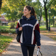 Fluffy Scotland Hoodie Navy Red – Soft Sherpa Fleece Edinburgh Hoody - Heritage Of Scotland - XS
