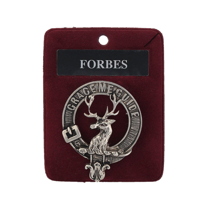Forbes Clan Badge, Kilt Pin, Lapel Pin, Cufflinks, Keyring/Key Fob & Gift Set — Fine Pewter by Art Pewter — Made in Scotland (Shiny Finish) - Heritage Of Scotland - Badge