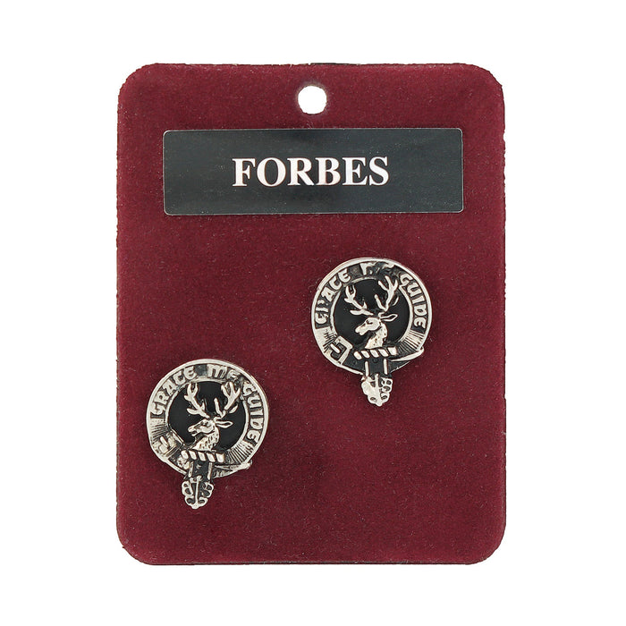 Forbes Clan Badge, Kilt Pin, Lapel Pin, Cufflinks, Keyring/Key Fob & Gift Set — Fine Pewter by Art Pewter — Made in Scotland (Shiny Finish) - Heritage Of Scotland - Cufflinks