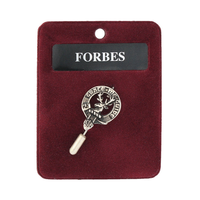 Forbes Clan Badge, Kilt Pin, Lapel Pin, Cufflinks, Keyring/Key Fob & Gift Set — Fine Pewter by Art Pewter — Made in Scotland (Shiny Finish) - Heritage Of Scotland - Lapel Pin