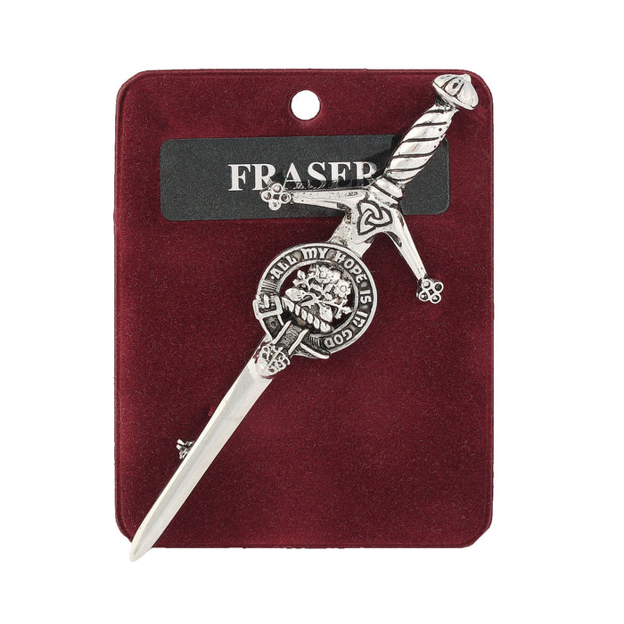 Fraser Clan Badge, Kilt Pin, Lapel Pin, Cufflinks, Keyring/Key Fob & Gift Set — Fine Pewter by Art Pewter — Made in Scotland (Shiny Finish) - Heritage Of Scotland - Kilt Pin