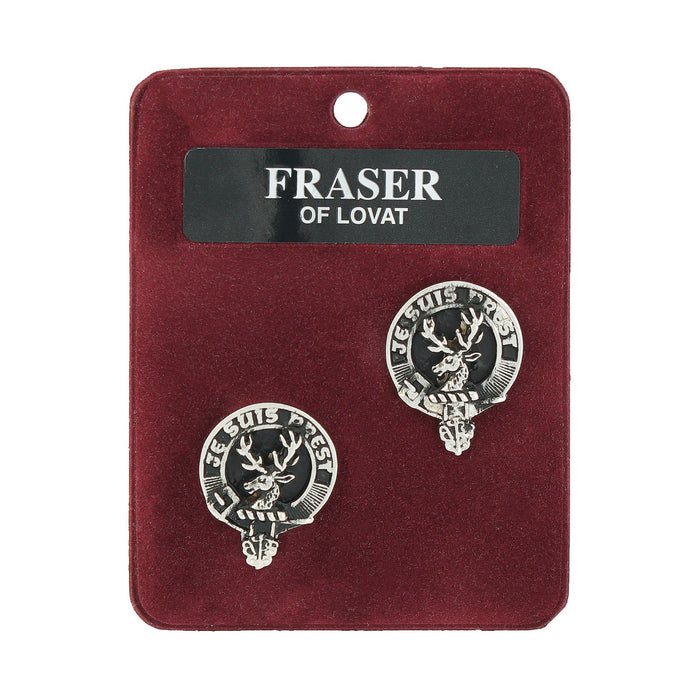 Fraser of Lovat Clan Badge, Kilt Pin, Lapel Pin, Cufflinks, Keyring/Key Fob & Gift Set — Fine Pewter by Art Pewter — Made in Scotland (Shiny Finish) - Heritage Of Scotland - Cufflinks