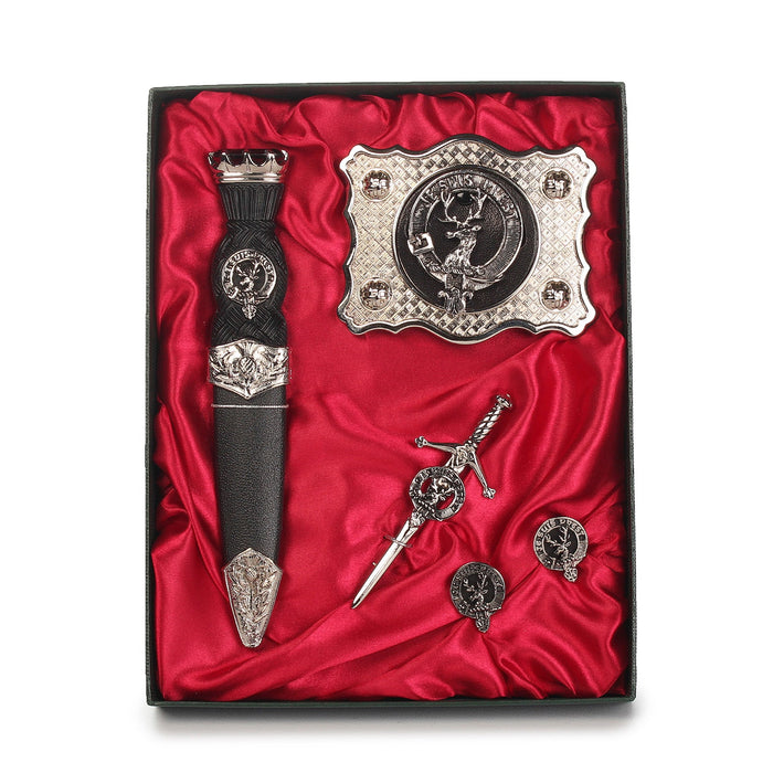 Fraser of Lovat Clan Badge, Kilt Pin, Lapel Pin, Cufflinks, Keyring/Key Fob & Gift Set — Fine Pewter by Art Pewter — Made in Scotland (Shiny Finish) - Heritage Of Scotland - Gift Set